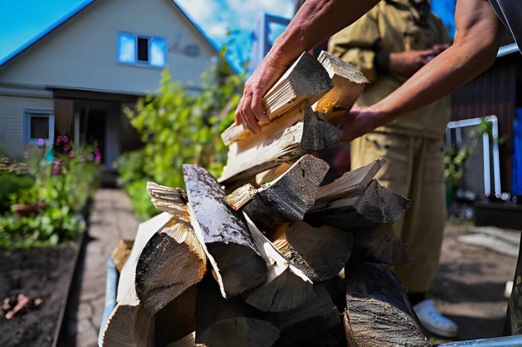 Firewood stored against house wall — a common termite attractant for Port Macquarie homeowners
