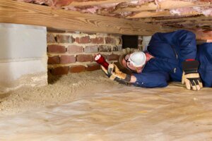 Licensed termite inspector checking subfloor timbers during a Port Macquarie pest inspection